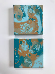 5x5" Blue & Brown Set of Two Canvas Panels