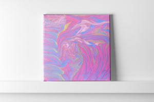 6x6" Pink, Purple & Gold Canvas Panel - Thick