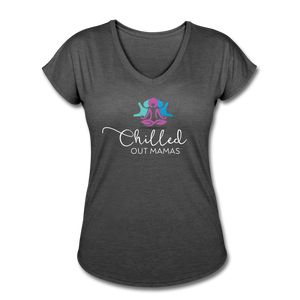 Chilled Out Mamas Women's Tri-Blend V-Neck T-Shirt - deep heather