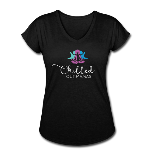 Chilled Out Mamas Women's Tri-Blend V-Neck T-Shirt - black