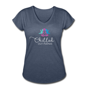 Chilled Out Mamas Women's Tri-Blend V-Neck T-Shirt - navy heather