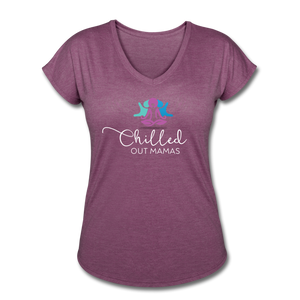 Chilled Out Mamas Women's Tri-Blend V-Neck T-Shirt - heather plum