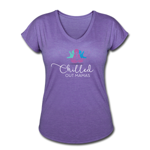 Chilled Out Mamas Women's Tri-Blend V-Neck T-Shirt - purple heather