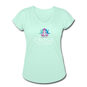 Chilled Out Mamas Women's Tri-Blend V-Neck T-Shirt - mint