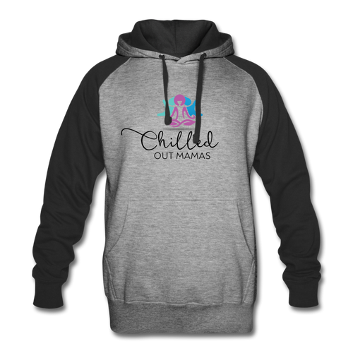 Chilled Out Mamas Colorblock Hoodie - heather gray/black