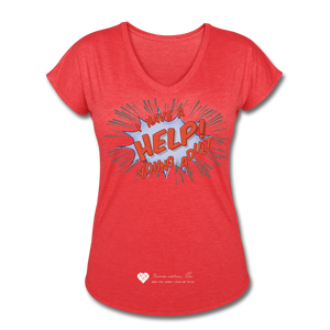 TC "Help! I Have Young Adults" Women's Tri-Blend V-Neck T-Shirt - heather red