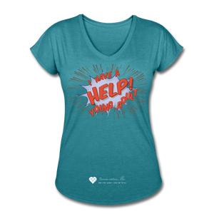 TC "Help! I Have Young Adults" Women's Tri-Blend V-Neck T-Shirt - heather turquoise