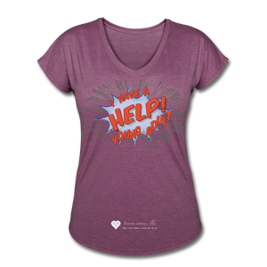 TC "Help! I Have Young Adults" Women's Tri-Blend V-Neck T-Shirt - heather plum