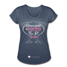 Load image into Gallery viewer, TC &quot;Homeschool Mom On The Run&quot; Women&#39;s Tri-Blend V-Neck T-Shirt Dark - navy heather