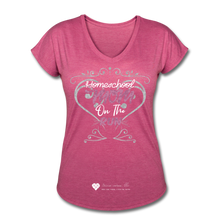Load image into Gallery viewer, TC &quot;Homeschool Mom On The Run&quot; Women&#39;s Tri-Blend V-Neck T-Shirt Dark - heather raspberry