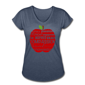 AoG Compassion Women's Tri-Blend V-Neck T-Shirt - navy heather
