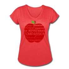 Load image into Gallery viewer, AoG Compassion Women&#39;s Tri-Blend V-Neck T-Shirt - heather red