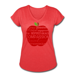 AoG Compassion Women's Tri-Blend V-Neck T-Shirt - heather red