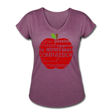 Load image into Gallery viewer, AoG Compassion Women&#39;s Tri-Blend V-Neck T-Shirt - heather plum
