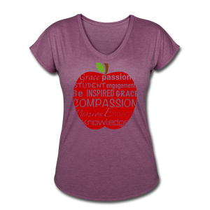 AoG Compassion Women's Tri-Blend V-Neck T-Shirt - heather plum