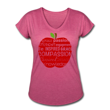 Load image into Gallery viewer, AoG Compassion Women&#39;s Tri-Blend V-Neck T-Shirt - heather raspberry