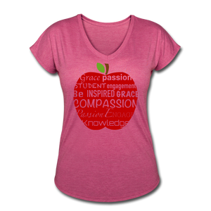 AoG Compassion Women's Tri-Blend V-Neck T-Shirt - heather raspberry