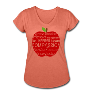 AoG Compassion Women's Tri-Blend V-Neck T-Shirt - heather bronze
