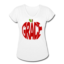 Load image into Gallery viewer, AoG Grace Women&#39;s Tri-Blend V-Neck T-Shirt - white