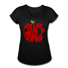 Load image into Gallery viewer, AoG Grace Women&#39;s Tri-Blend V-Neck T-Shirt - black