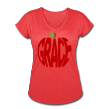 Load image into Gallery viewer, AoG Grace Women&#39;s Tri-Blend V-Neck T-Shirt - heather red