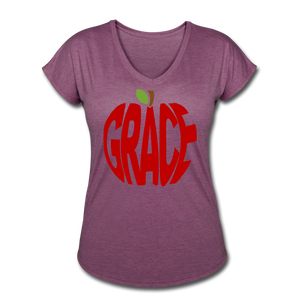 AoG Grace Women's Tri-Blend V-Neck T-Shirt - heather plum