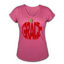 Load image into Gallery viewer, AoG Grace Women&#39;s Tri-Blend V-Neck T-Shirt - heather raspberry