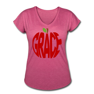 AoG Grace Women's Tri-Blend V-Neck T-Shirt - heather raspberry