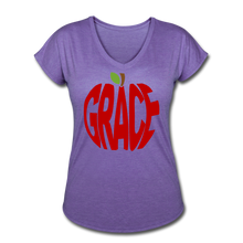 Load image into Gallery viewer, AoG Grace Women&#39;s Tri-Blend V-Neck T-Shirt - purple heather