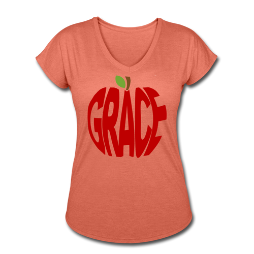 AoG Grace Women's Tri-Blend V-Neck T-Shirt - heather bronze