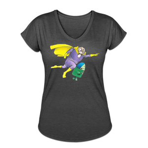 Captain Yolk Women's Tri-Blend V-Neck T-Shirt - deep heather