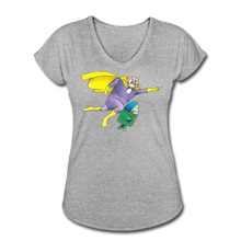 Load image into Gallery viewer, Captain Yolk Women&#39;s Tri-Blend V-Neck T-Shirt - heather gray