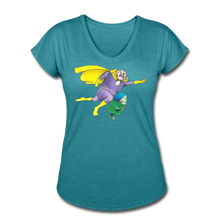 Load image into Gallery viewer, Captain Yolk Women&#39;s Tri-Blend V-Neck T-Shirt - heather turquoise