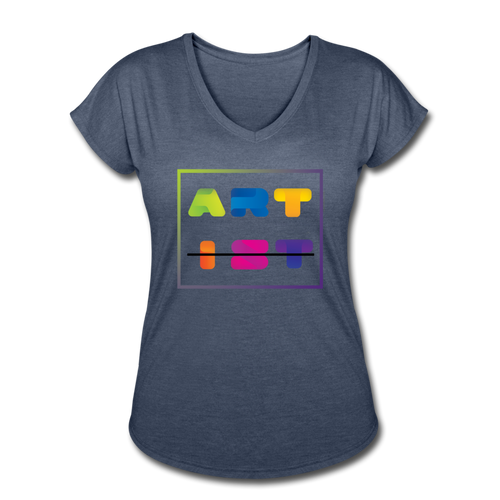 Art From Artist Colorful Women's Tri-Blend V-Neck T-Shirt - navy heather