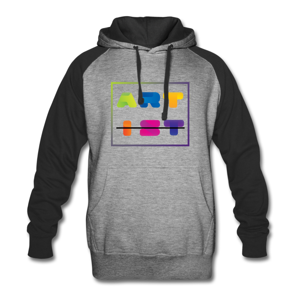 Art From Artist Colorful Colorblock Hoodie - heather gray/black