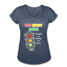 Load image into Gallery viewer, Red Yellow Green Women&#39;s Tri-Blend V-Neck T-Shirt - navy heather