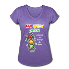 Load image into Gallery viewer, Red Yellow Green Women&#39;s Tri-Blend V-Neck T-Shirt - purple heather