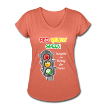 Load image into Gallery viewer, Red Yellow Green Women&#39;s Tri-Blend V-Neck T-Shirt - heather bronze