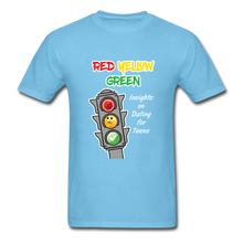 Load image into Gallery viewer, Red Yellow Green Standard T-Shirt - aquatic blue