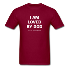 Load image into Gallery viewer, I Am Loved By God Unisex Standard T-Shirt - burgundy
