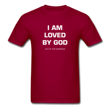 Load image into Gallery viewer, I Am Loved By God Unisex Standard T-Shirt - dark red