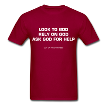 Load image into Gallery viewer, Ask God for Help Unisex Standard  T-Shirt - dark red