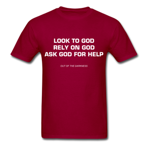 Ask God for Help Unisex Standard  T-Shirt - dark red