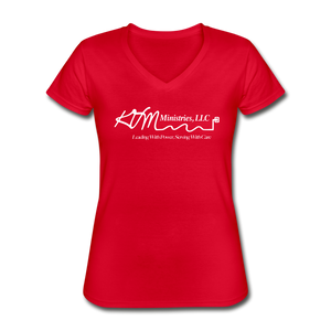 KVM Women's V-Neck T-Shirt - Dark - red
