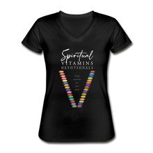 Load image into Gallery viewer, Spiritual Vitamins Women&#39;s V-Neck T-Shirt - Dark - black