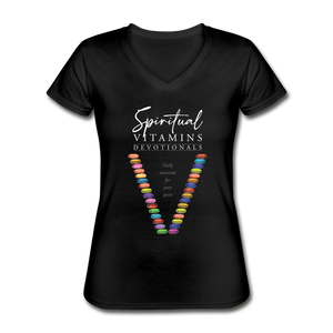 Spiritual Vitamins Women's V-Neck T-Shirt - Dark - black
