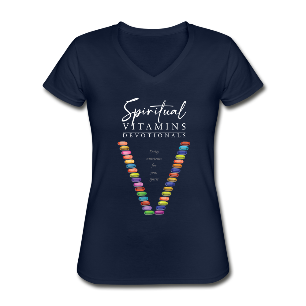 Spiritual Vitamins Women's V-Neck T-Shirt - Dark - navy