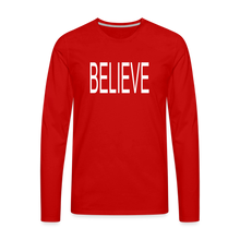 Load image into Gallery viewer, Believe Unisex Long Sleeve T-Shirt - Dark - red