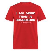 Load image into Gallery viewer, More Than a Conqueror Unisex Standard T-Shirt - red