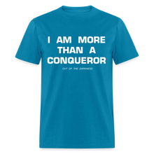 Load image into Gallery viewer, More Than a Conqueror Unisex Standard T-Shirt - turquoise